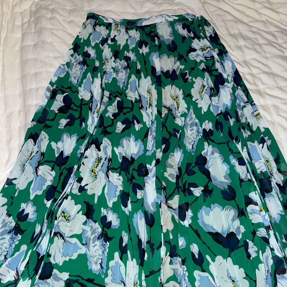 Anthropologie Maeve Green and Blue Floral A-Line Skirt